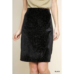 Umgee Black Sparkle Pencil Skirt